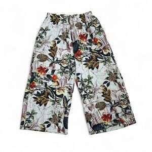 Vintage Tropical Floral Wide Leg Trousers